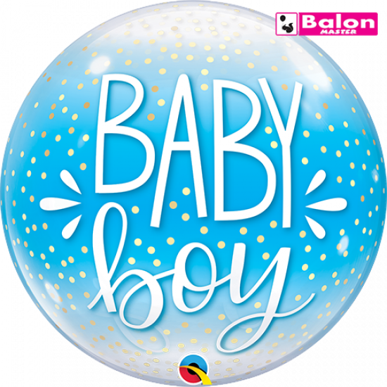 Baby boy blue and confetti dots bubble 22in