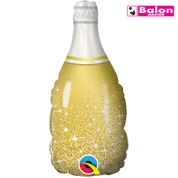 Shape golden bubbly wine bottle