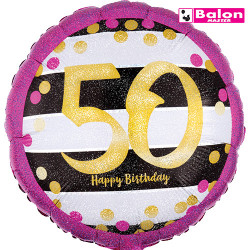 Pink and gold milestone 50 18in