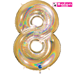 Glitter holographic zlatni broj 8