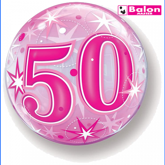 50 pink starburst sparkle bubble 22in
