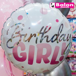 Birthday girl pink dots 18in