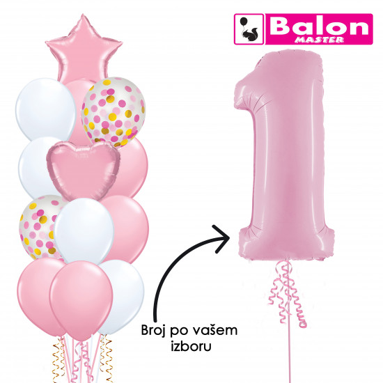 Set buket i broj roze - belo